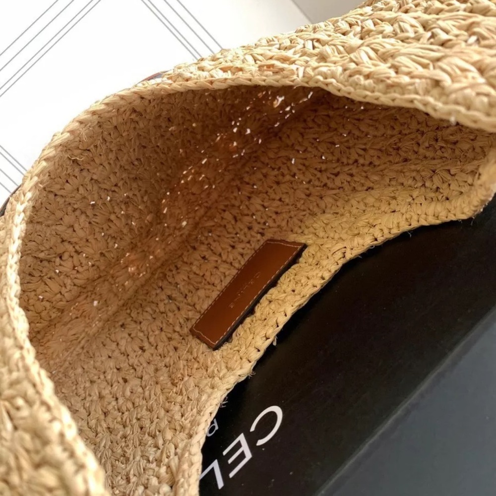 Celine brand new raffia and calfskin hobo bag